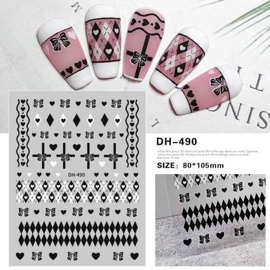 Nail Sticker Black Bow Cross Design -DH490