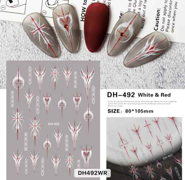 Nail Sticker Black and Red - DH492