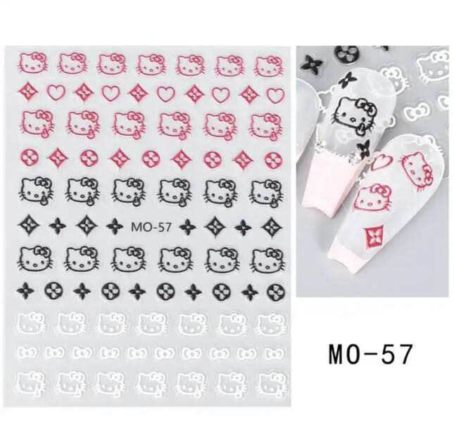 Nail Sticker Hello Kitty Black and Pink - MO57