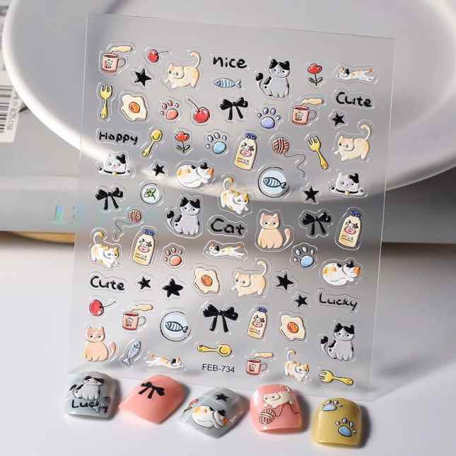 Nail Sticker 5D Cute Cat FEB734