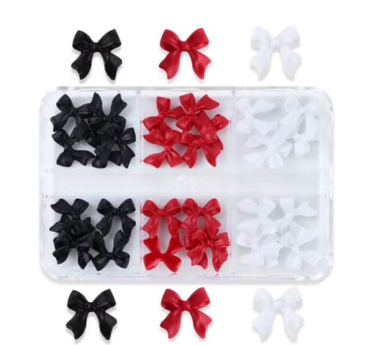 Nail Charm Resin Black-White-Red Bow Knot - #2938