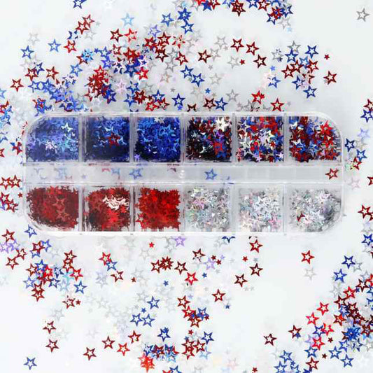 Nail Charm Sequin Red and Blue Star 0601