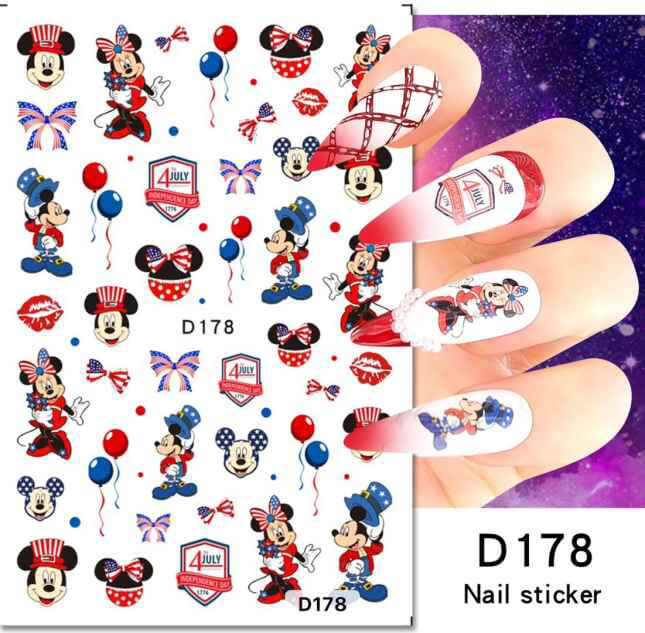 Nail Sticker 4th Of July Mickey Mouse - D178