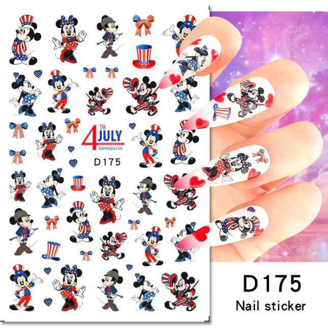 Nail Sticker Independence Day Mickey Mouse D175