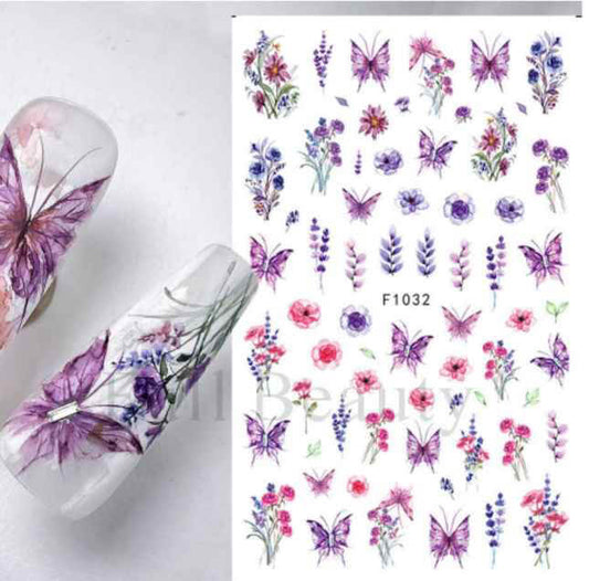 Nail Sticker Purple Butterfly - F1032