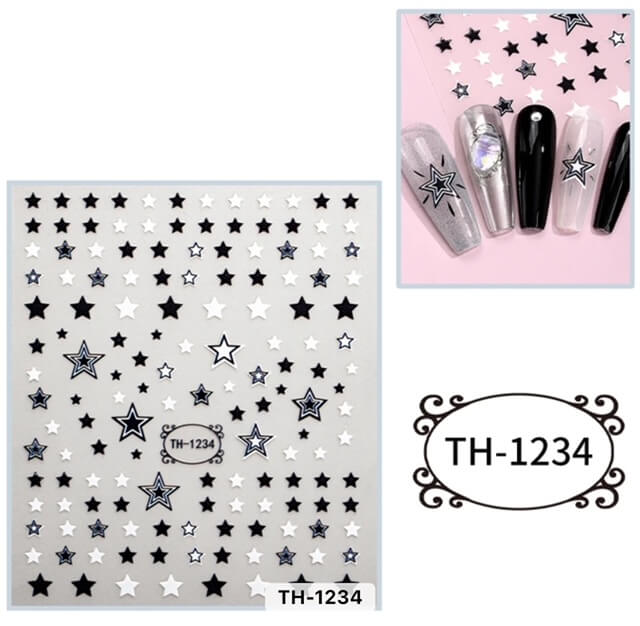 Nail Sticker Black and White Star - TH1234