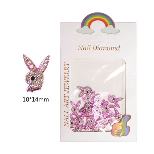 Nail Charm Hot Pink Bunny Rhinestone 10pcs/bag - Premier Nail Supply 