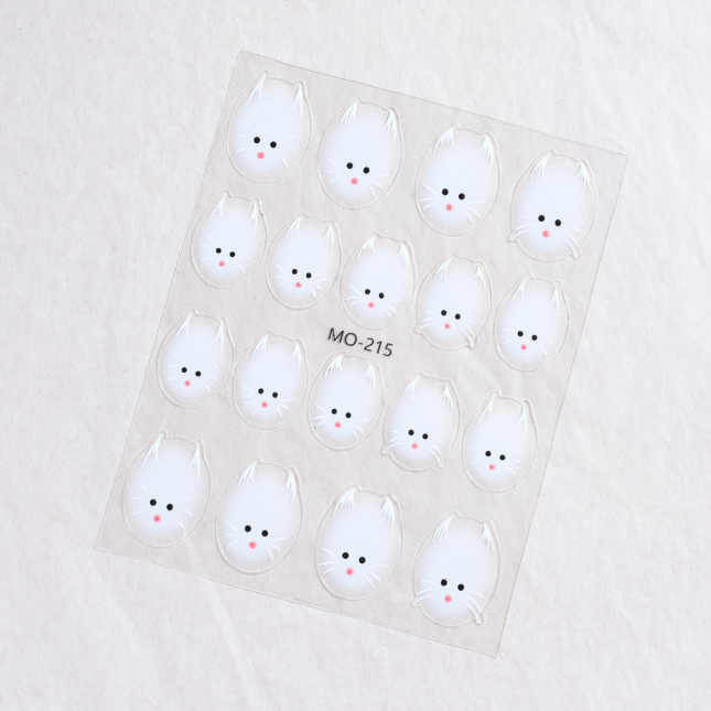 Nail Sticker White cat - #MO215