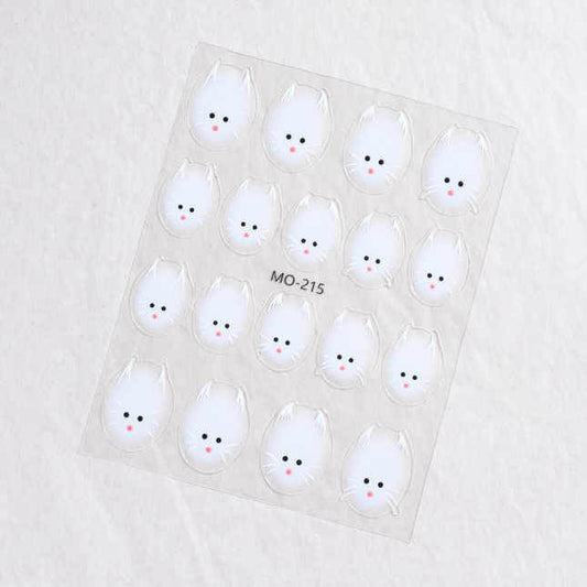 Nail Sticker White cat - #MO215