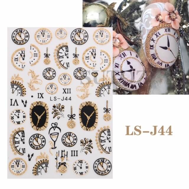 Nail Sticker Cerebrate New Year Time Clock LSJ144 - Premier Nail Supply 