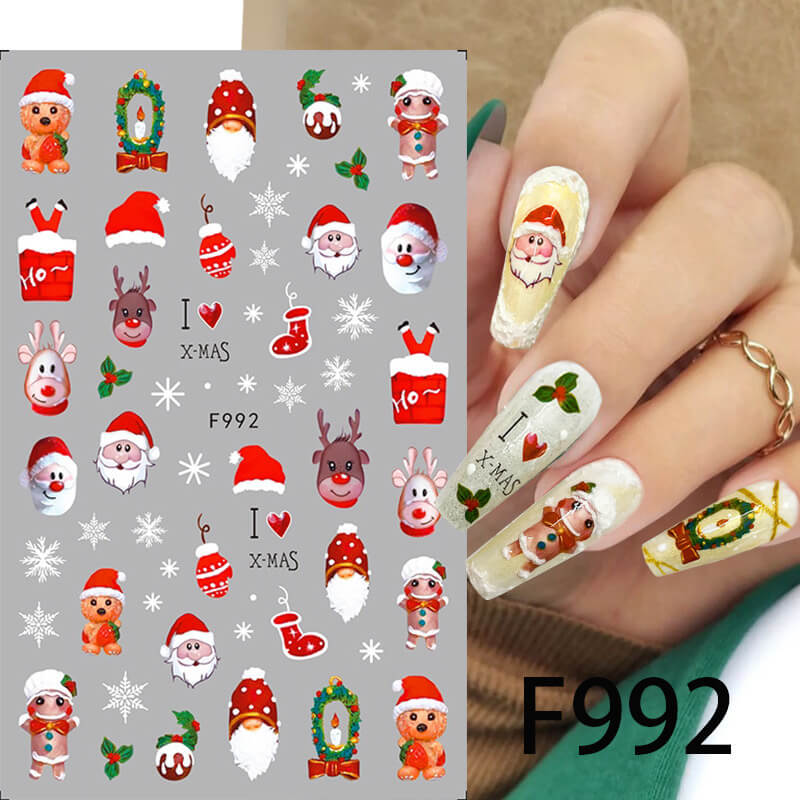 Nail Sticker Christmas Santa Gingerbread F992 - Premier Nail Supply 