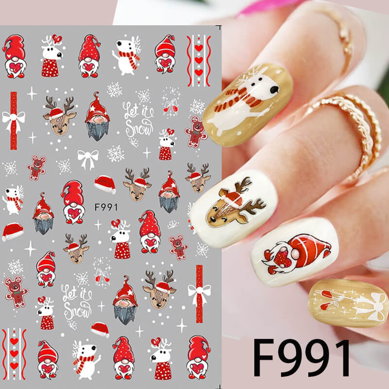 Nail Sticker Christmas Let It Snow Santa Reindeer  F991 - Premier Nail Supply 