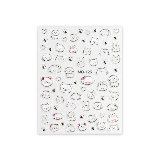 Nail Sticker Dog, Bear, Bunny - MO126