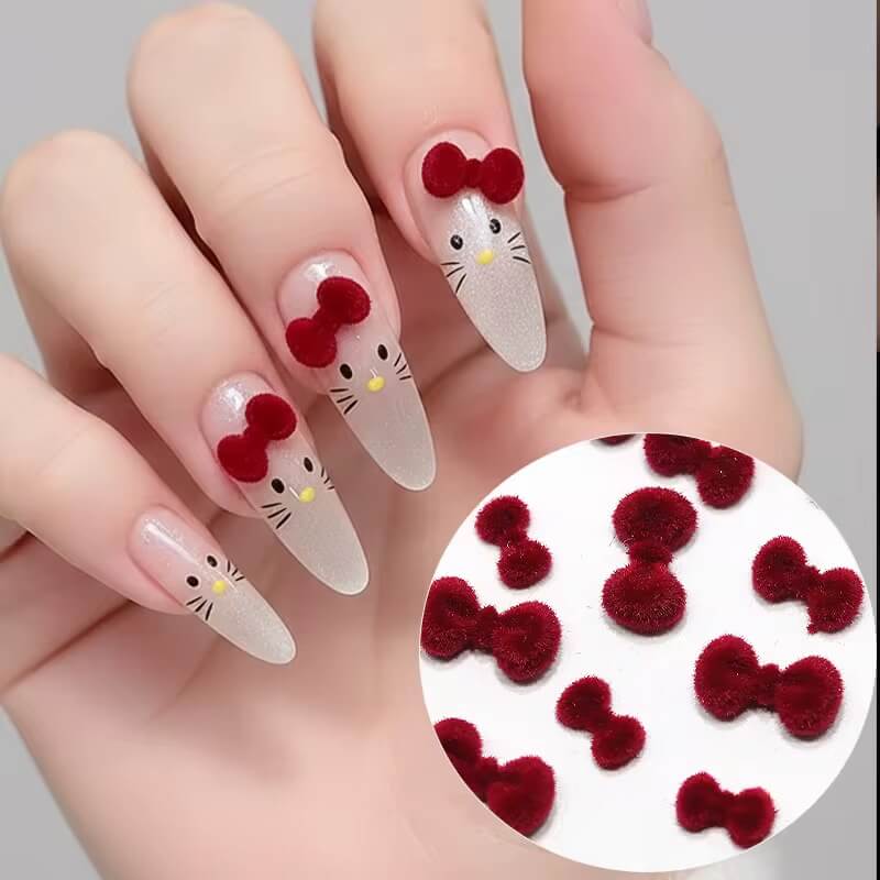Nail Charm Red Bow #8417-4