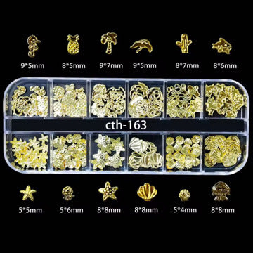 Nail Charms 3D Gold Seashell Starfish Charms for Summer Beach