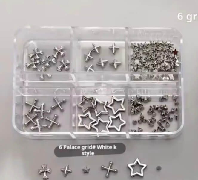 Nail Charm Star, Cross 6styles/box #4149-4