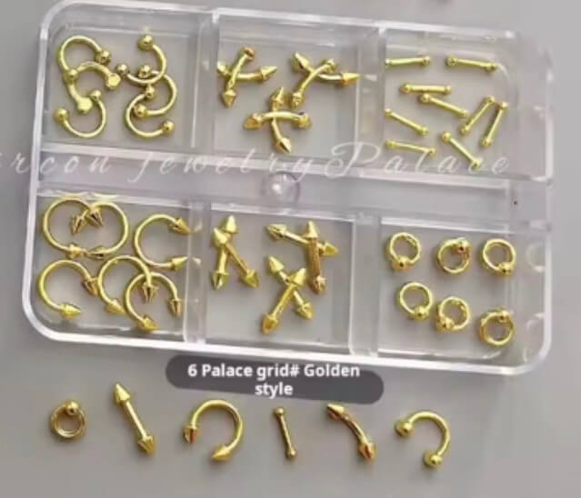 Nail Art River Gold Gothic Star Studs 6Grits/Box #4146-4