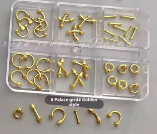 Nail Art River Gold Gothic Star Studs 6Grits/Box #4146-4
