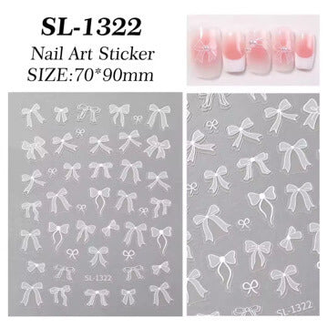 Nail Sticker White Bow #SL1322