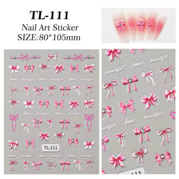 Nail Sticker Pink Bow #TL111