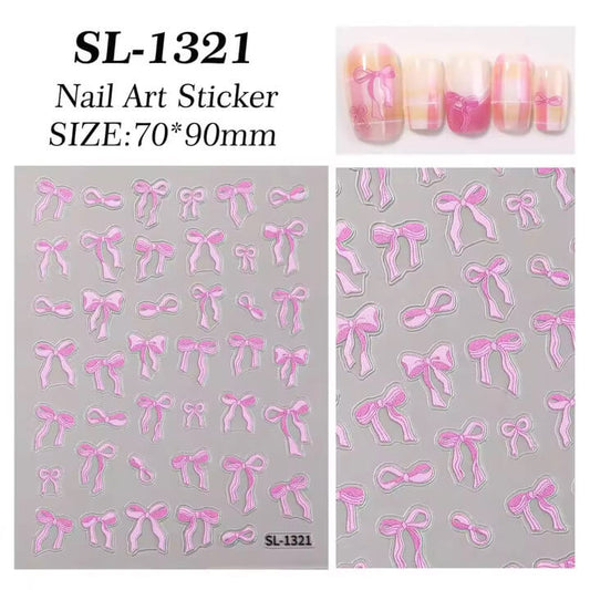 Nail Sticker Pink Bow #SL1321