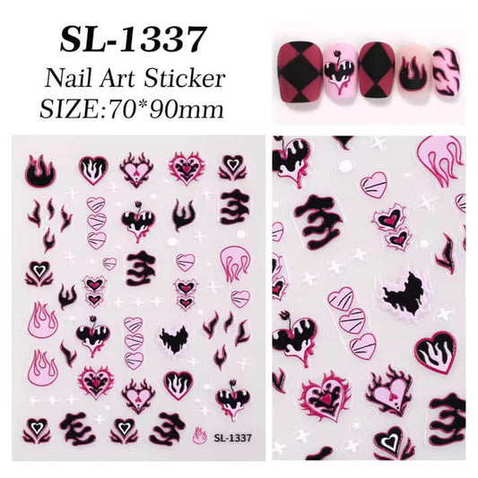Nail Sticker Valentine Pink Heart #SL1337