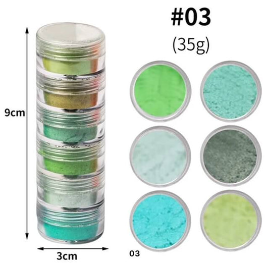 Nail Powder Colors Pigment 6jars/Pack