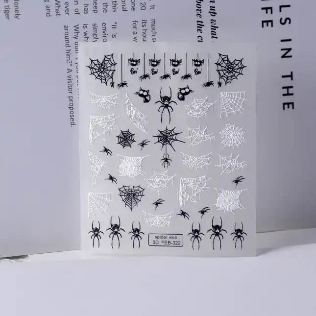 Nail Sticker Halloween Spider Webs and Black Spider 5DFEB322