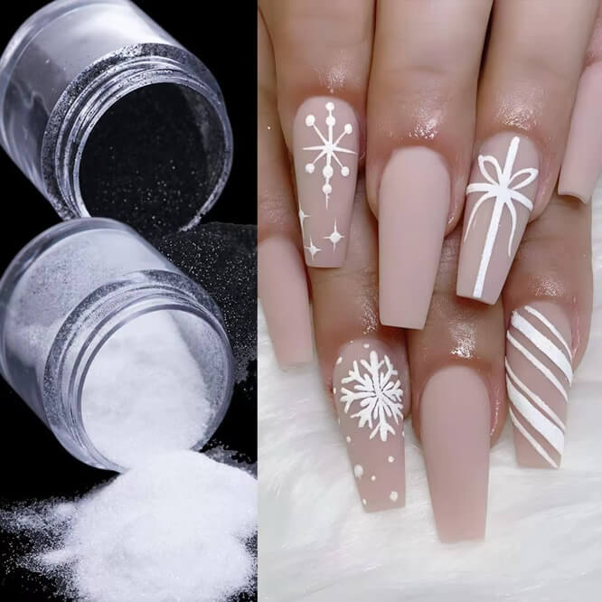 Nail Art Glitter Powder White #3388-2