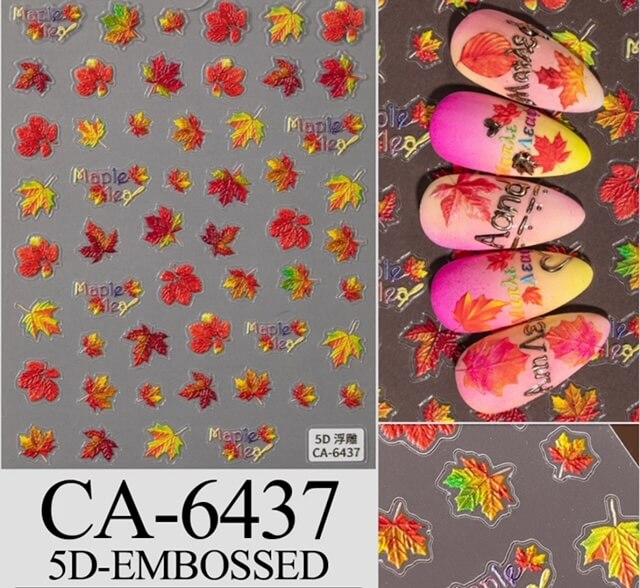 Nail Sticker Red Maple Leaf 5D-CA6437