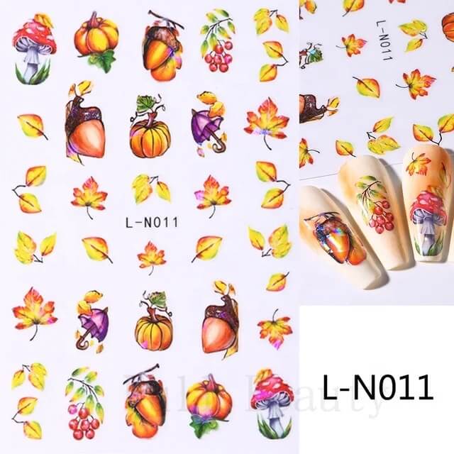 Nail Sticker Pumpkin and Maple Leaf LN011