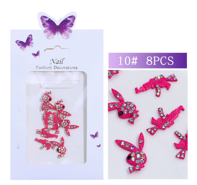 3D Rhinestone Nail Bunny Ruby Charm 8pcs/bag - Premier Nail Supply 