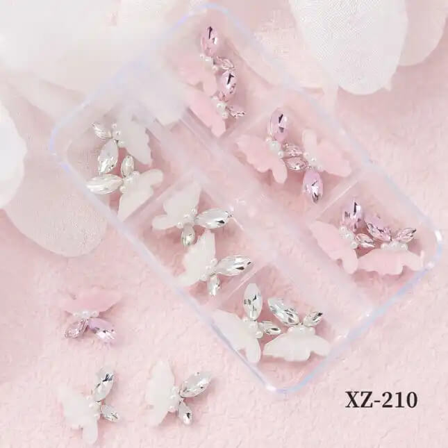 Nail Charm Crytal Butterfly with Rhinestone 12pcs