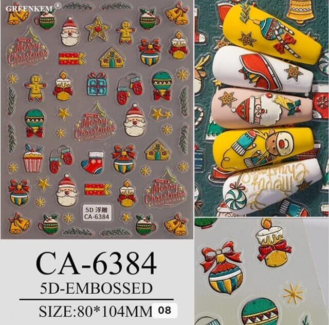 Nail Sticker Merry Christmas and Happy New Year 5D-CA6384