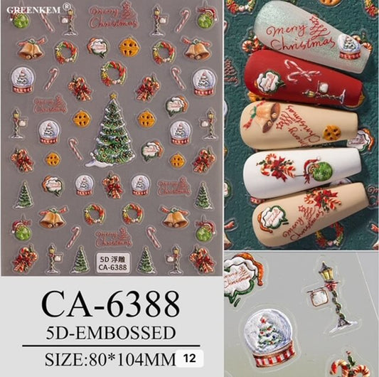 Nail Sticker Merry Christmas Snow Globe 5D-CA6388