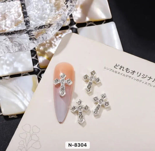 Nail Charm Cross Design with Rhinestone 2pcs/Bag