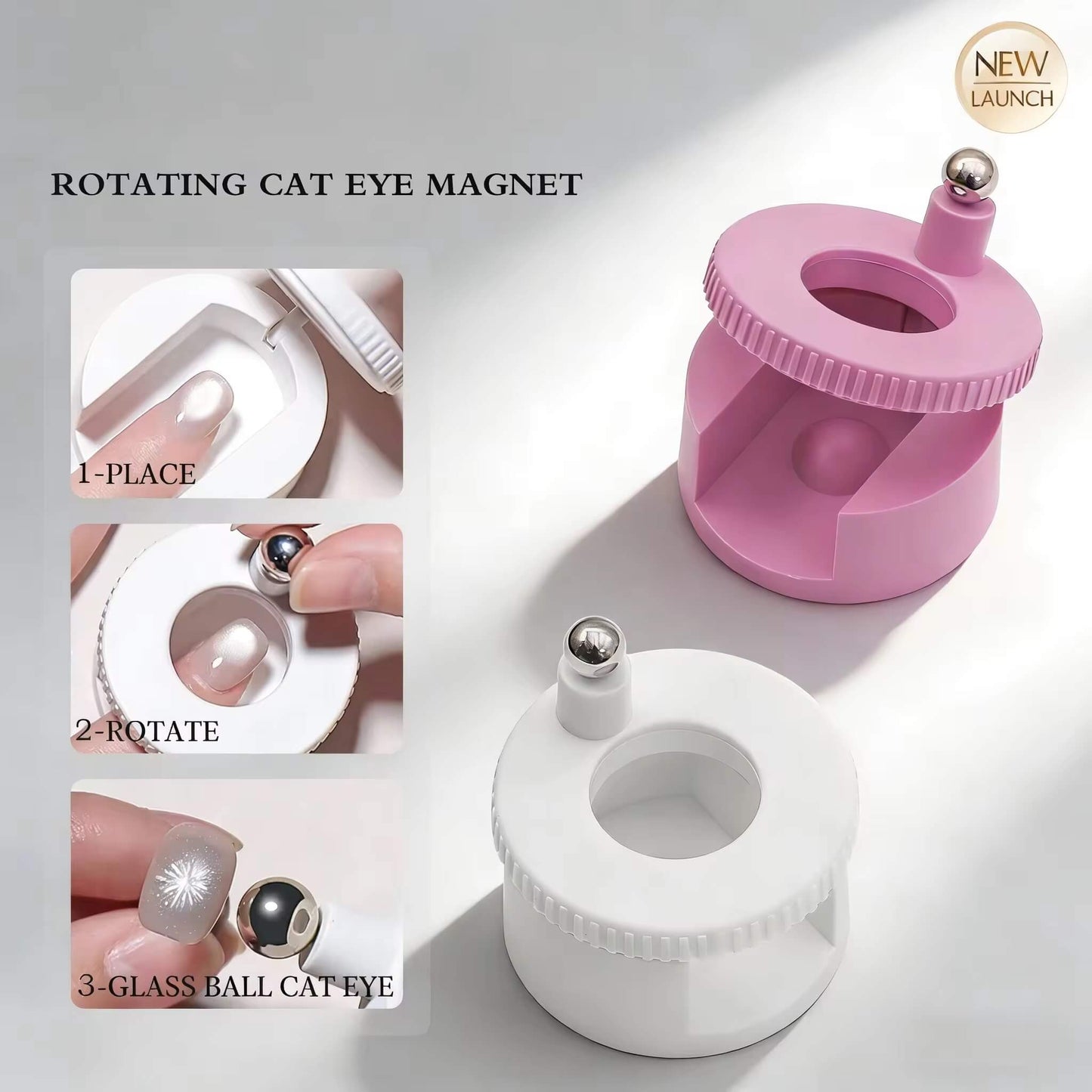Nail Cat Eye Magnet 360° Rotating + Extra Round Ball #7450-6