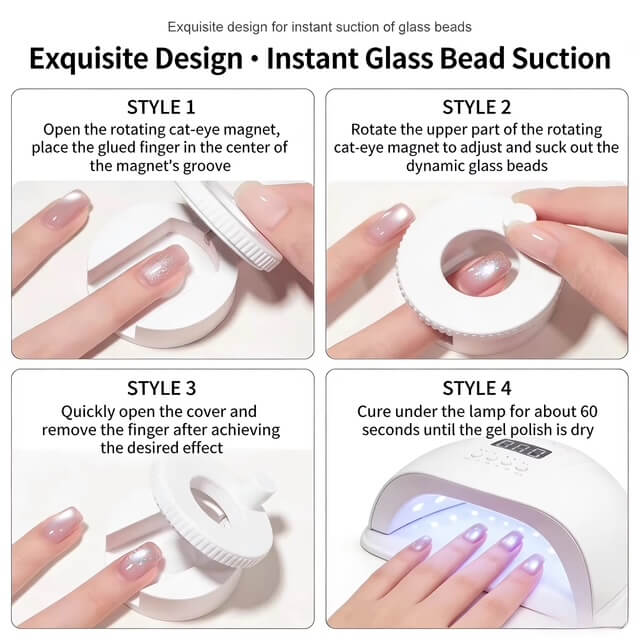 Nail Cat Eye Magnet 360° Rotating + Extra Round Ball #7450-6