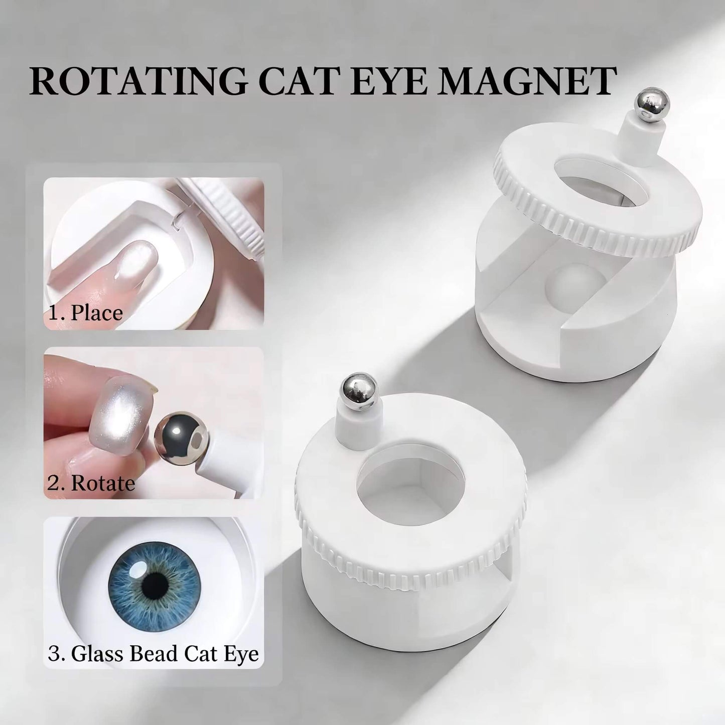 Nail Cat Eye Magnet 360° Rotating + Extra Round Ball #7450-6