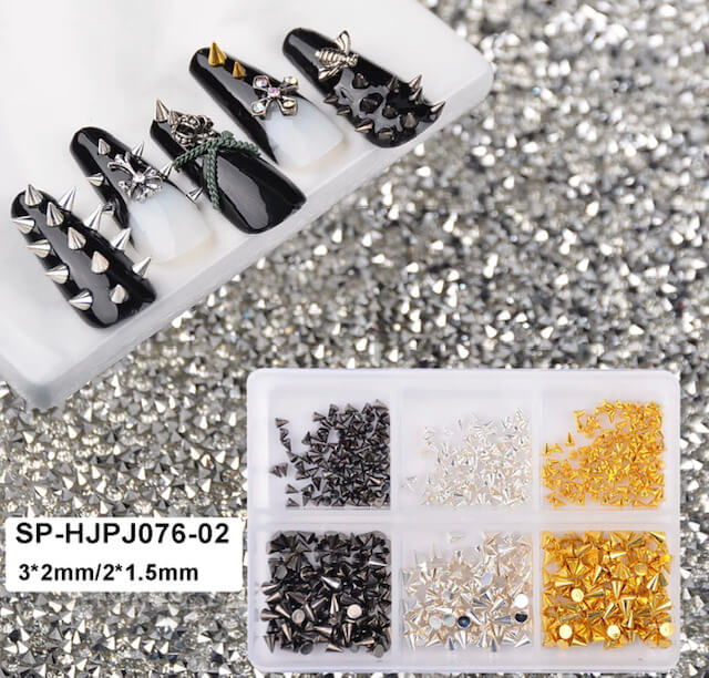 Nail Art Metal Punk Cone Rivet Black -Gold- Silver - Premier Nail Supply 