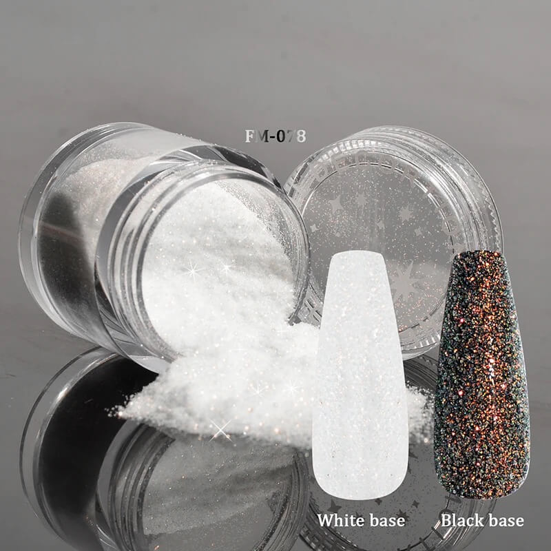 Nail Art Glitter Powder White Black Sugar Effect - Premier Nail Supply 