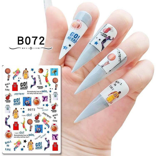 Nail Sticker Basketball B072 - Premier Nail Supply 