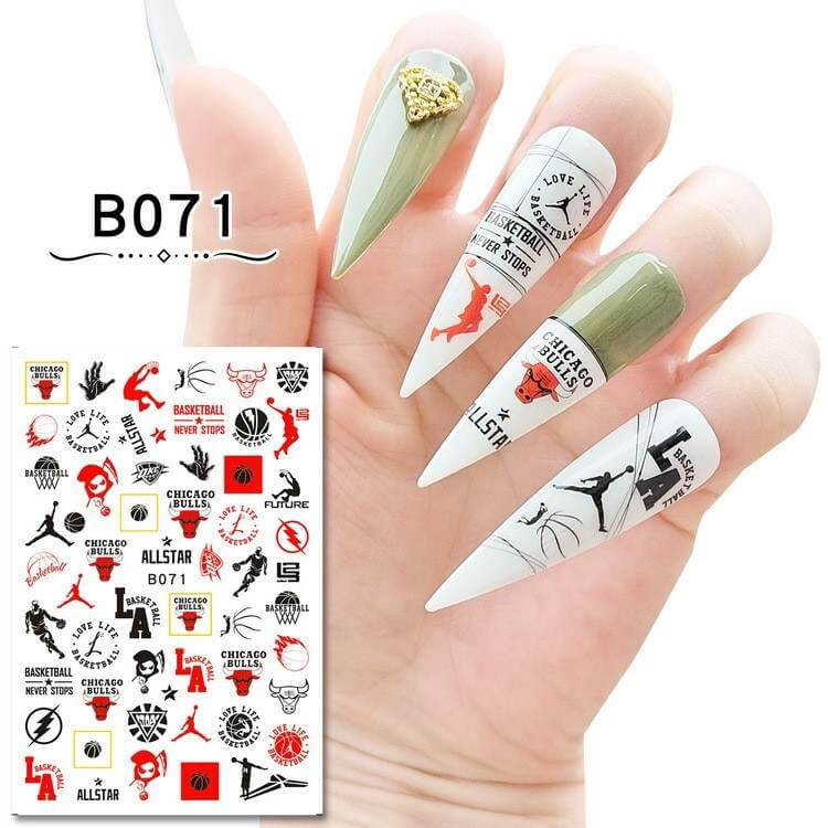 Nail Sticker Basketball B072 - Premier Nail Supply 