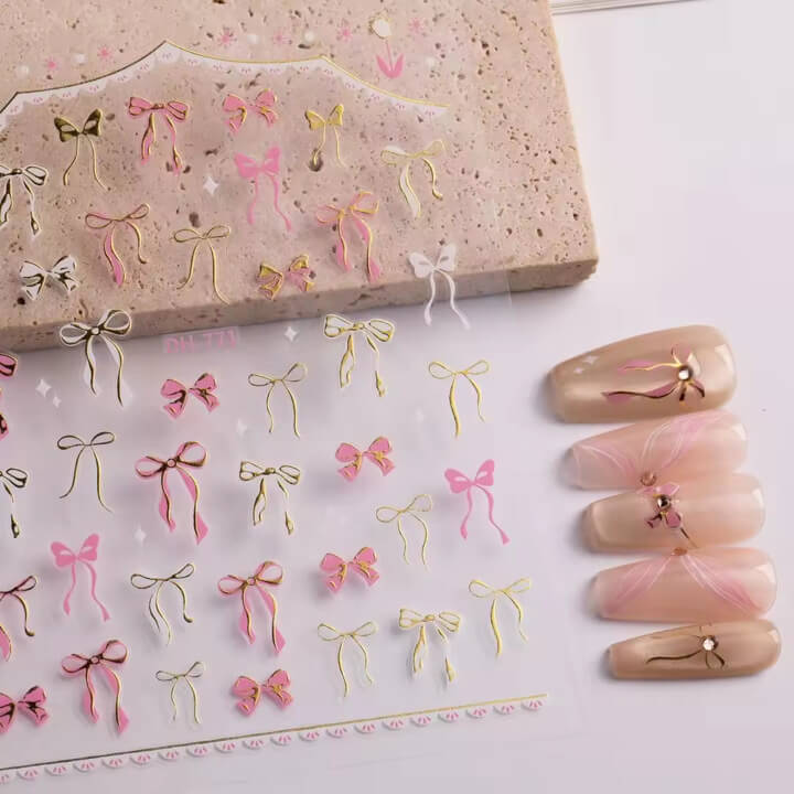 Nail Sticker Pink Bow #DH771