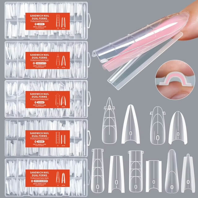 Nail Tip Extensions Coffin Dual Nail Forms 256pcs#1/6339-12