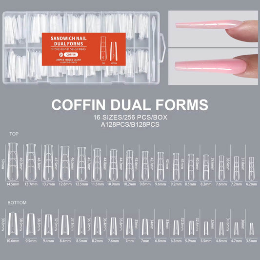 Nail Tip Extensions Coffin Dual Nail Forms 256pcs#1/6339-12