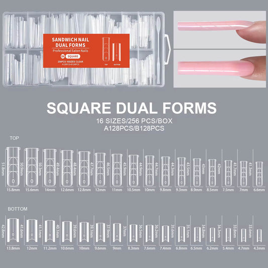 Nail Tip Extensions Square Dual Nail Forms 256pcs #4/3662-12