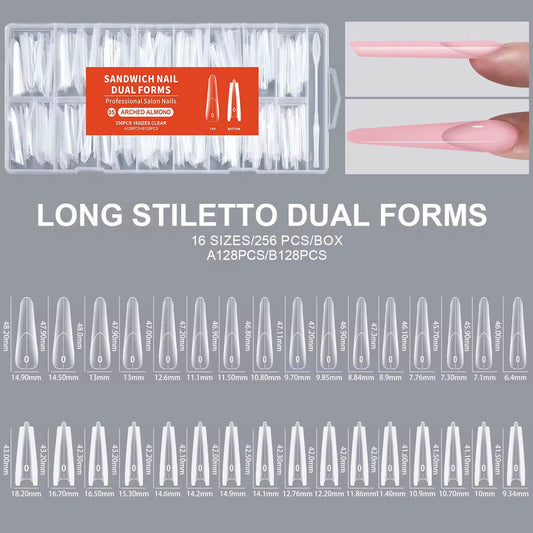 Nail Tip Extensions Arched Almond Dual Nail Forms 256pcs#5 /5341-12
