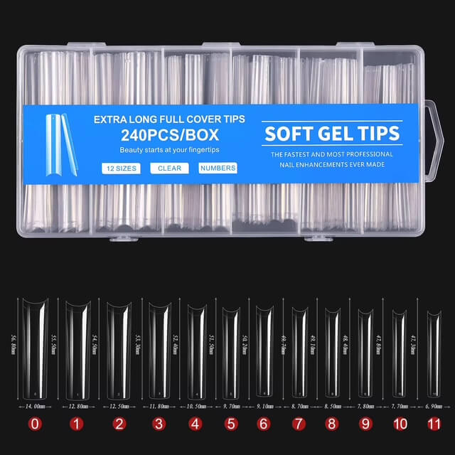 Nail Tip Extension Square Xtra Long No C Curve 240pcs/Box #5424-15