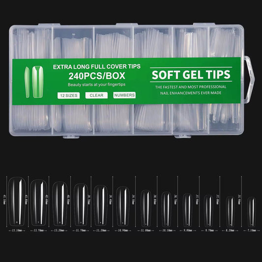 Nail Gel Tip Xtra Long Straight Square 240pcs #6762-15